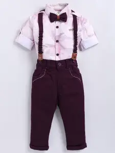 LITTLE COLLARS Boys Printed Shirt with Trousers