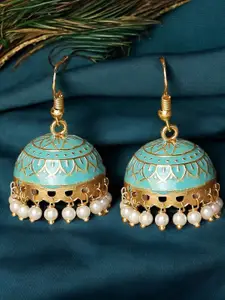 OOMPH Artificial Beaded Dome Shaped Meenakari Jhumkas
