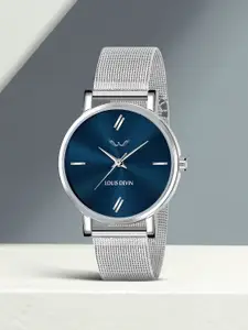 LOUIS DEVIN Women Brass Dial & Stainless Steel Straps Analogue Watch LD-L164-BLU-CH