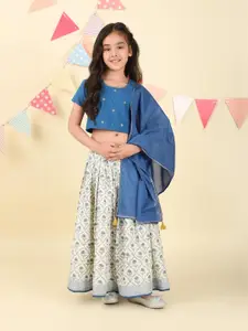 Fabindia Girls Printed Ready to Wear Lehenga & Blouse With Dupatta