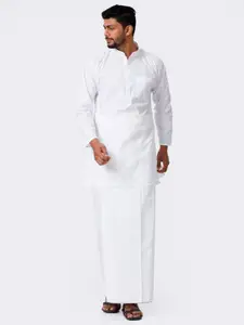 RAMRAJ COTTON Men Cotton Full Sleeve Kurta With Stitched Dhoti