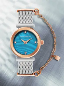 French Connection Women Embellished Dial & Stainless Steel Bracelet Style Straps Analogue Watch FCH8RTM