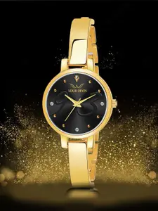 LOUIS DEVIN Women Brass Dial & Straps Analogue Watch LD-JWL166-BLK