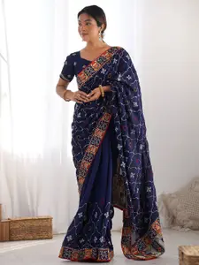 Satrani Embellished Embroidered Pure Silk Tussar Saree