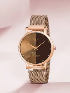 LOUIS DEVIN Women Brass Dial & Straps Analogue Watch LD-RG138-BRW