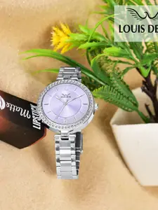 LOUIS DEVIN Women Brass Dial & Stainless Steel Straps Analogue Watch LD-ZL181-PRPL