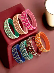 FEMMIBELLA Set Of 28 Stone Studded Glass Bangles