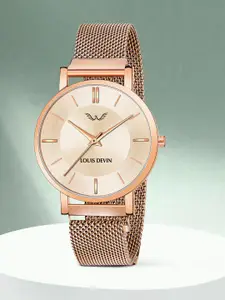 LOUIS DEVIN Women Brass Dial & Straps Analogue Watch LD-RG137-RG