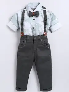 LITTLE COLLARS Boys Printed Shirt with Trousers