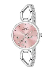 LOUIS DEVIN Women Brass Dial & Stainless Steel Bracelet Style Straps Analogue Watch LD-ZL163-PNK