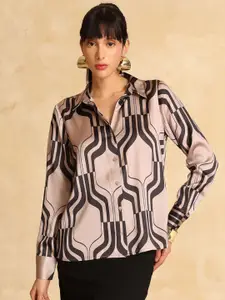 Kazo Dolce Women Relaxed Fit Abstract Printed Spread Collar Party Shirt