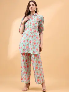 all about you Floral Printed Top With Trouser Co-Ords