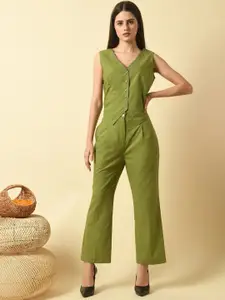 SEEDS OF FUSION Pure Cotton Vest Top With Trousers Co-Ords