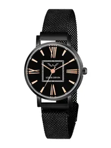 LOUIS DEVIN Women Brass Dial & Bracelet Style Straps Analogue Watch LD-BK182-BLK