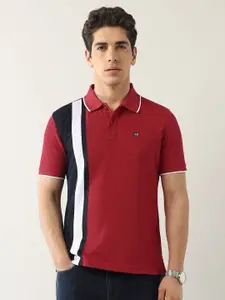 Arrow Sport Men Colourblocked Polo Collar Applique T-shirt