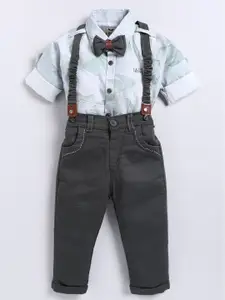 LITTLE COLLARS Boys Printed Shirt with Trousers