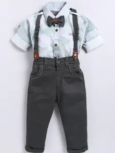 LITTLE COLLARS Boys Printed Shirt with Trousers