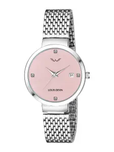 LOUIS DEVIN Women Brass Dial & Stainless Steel Straps Analogue Watch LD150-PNK-CH