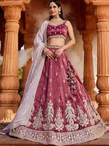 panchhi Embroidered Beads and Stones Semi-Stitched Lehenga & Unstitched Blouse With Dupatta