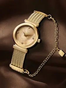 French Connection Women Embellished Dial & Stainless Steel Bracelet Style Straps Analogue Watch FCH8GM