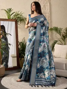 Saree mall Floral Silk Blend Sungudi Sarees