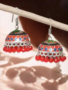 OOMPH Artficial Beaded Meenakari Dome Shaped Jhumkas