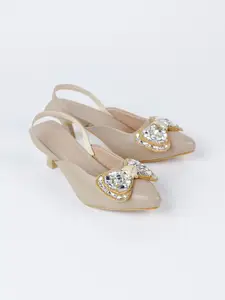 NELCOZ Embellished PU Kitten Pumps