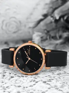 LOUIS DEVIN Women Brass Embellished Dial & Straps Analogue Watch LD-CKL191-BLACK