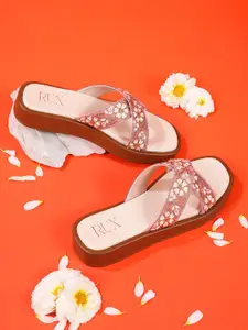 RUXBYPAYAL Women Embellished Open Toe Flats with Embroidered