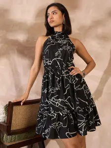 DressBerry Print Fit & Flare Dress