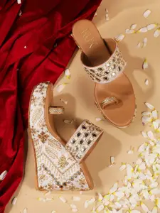 RUXBYPAYAL Embellished Party High-Top Wedge Sandals