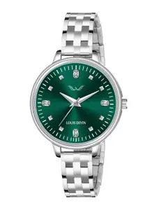 LOUIS DEVIN Women Brass Dial & Stainless Steel Straps Analogue Watch LD-L178-GRN-CH