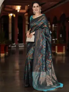 KALINI Woven Design Zari Silk Blend Banarasi Saree