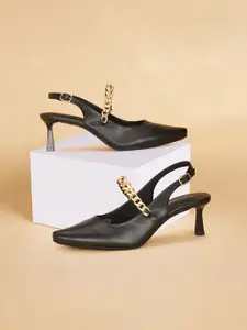 Forever Glam by Pantaloons PU Stiletto Pumps with Buckles