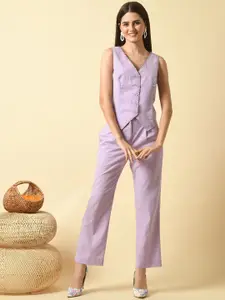 SEEDS OF FUSION V Neck Top With Trousers Co-Ords