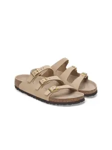 Birkenstock Women Leather Buckle Multi Strap Flats