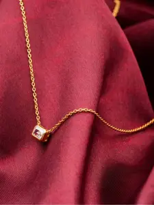 Soraya Luxe 925 Sterling SIlver 18K Gold Plated Lustre Octa Pendant Necklace With Chain