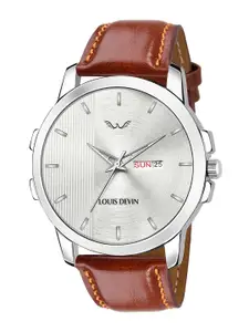LOUIS DEVIN Men Brass Dial & Bracelet Style Straps Analogue Watch LD-WT080-SLV-BRW