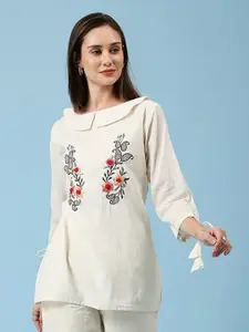 Hitarth Fashion Floral Embroidered Organic Cotton Top