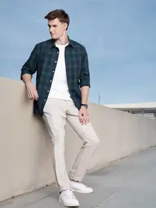 Nautica Men Premium Slim Fit Checked Pure Cotton Casual Shirt