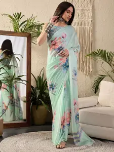 Saree mall Floral Poly Georgette Block Print Sarees