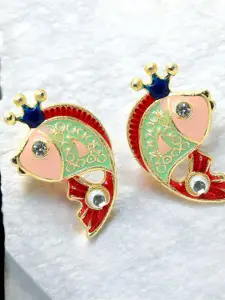 OOMPH Kundan Studded Feng Shui Enamelled Fish Studs