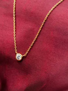 Soraya Luxe 18K Gold Plated 925 Silver Lumi Circle Pendant Necklace With Chain