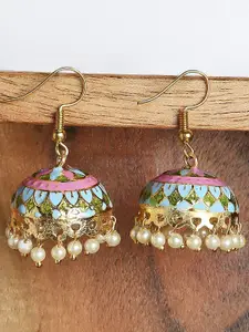 OOMPH Artificial Beaded Dome Shaped Meenakari Jhumkas