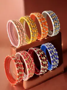FEMMIBELLA Set Of 32 Stone Studded Glass Bangles