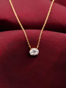 Soraya Luxe 925 Sterling Silver 18K Gold Plated Celeste Oval Pendant Necklace With Chain