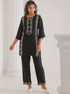 AUTUMN LANE Embroidered Top With Trouser Co-Ords