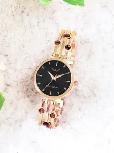 LOUIS DEVIN Women Brass Embellished Dial & Bracelet Style Straps Analogue Watch LD-RG179-BLK