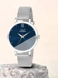 LOUIS DEVIN Women Brass Embellished Dial & Stainless Steel Bracelet Style Straps Analogue Watch