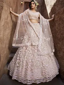 panchhi Embroidered Sequinned Semi-Stitched Lehenga & Unstitched Blouse With Dupatta